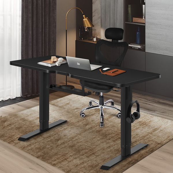 Electric Standing Desk Sit Stand Height Adjustable Office Computer Table Furniture Motorized Dual Motor Black