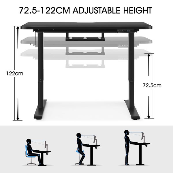 Electric Standing Desk Sit Stand Height Adjustable Office Computer Table Furniture Motorized Dual Motor Black