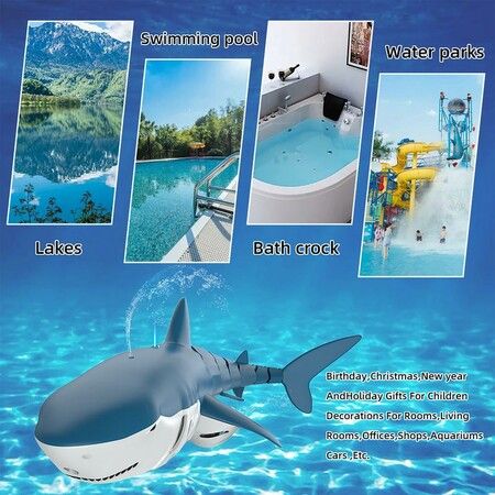 2021 Newest 2.4Ghz Funny Remote Control Shark Underwater Simulation Fish Animals Robots Bath Tub Pool Electric Toys For Kids COL BLUE