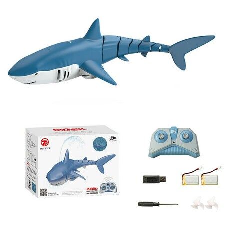 2021 Newest 2.4Ghz Funny Remote Control Shark Underwater Simulation Fish Animals Robots Bath Tub Pool Electric Toys For Kids COL BLUE