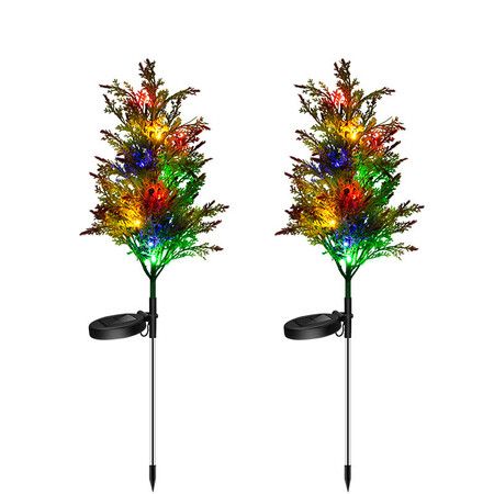 2X Solar Garden Tree Lights 2 Modes 12 Lamp Beads Multi-Color Waterproof Holiday Lights for Yard