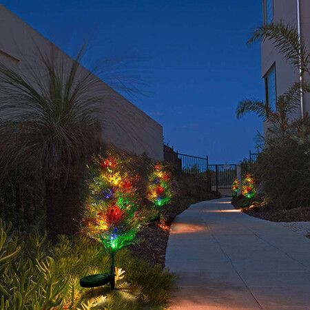 2X Solar Garden Tree Lights 2 Modes 12 Lamp Beads Multi-Color Waterproof Holiday Lights for Yard