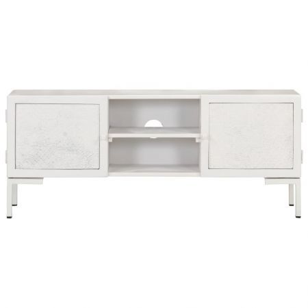 TV Cabinet White 115x30x46 cm Solid Mango Wood