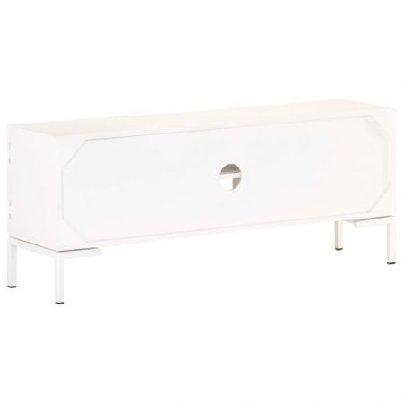 TV Cabinet White 115x30x46 cm Solid Mango Wood