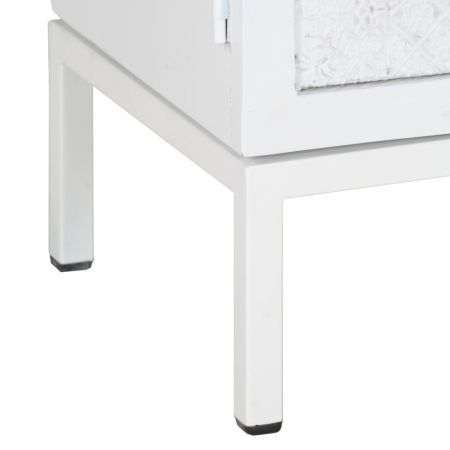 TV Cabinet White 115x30x46 cm Solid Mango Wood