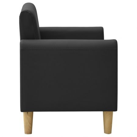 2-Seater Children Sofa Black Faux Leather