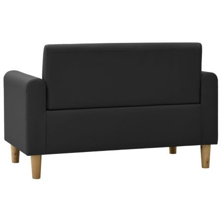 2-Seater Children Sofa Black Faux Leather