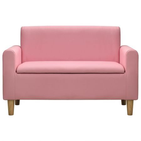 2-Seater Children Sofa Pink Faux Leather