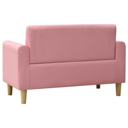 2-Seater Children Sofa Pink Faux Leather