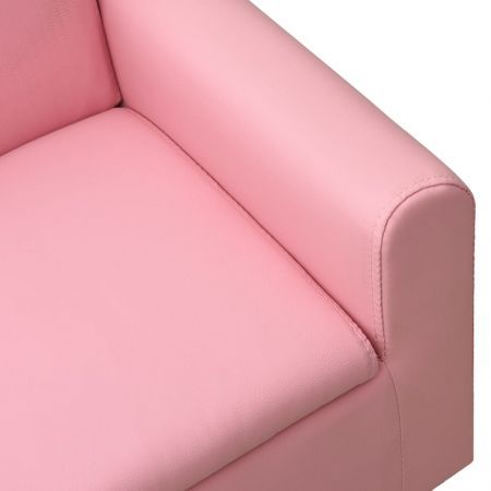 2-Seater Children Sofa Pink Faux Leather