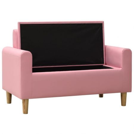 2-Seater Children Sofa Pink Faux Leather