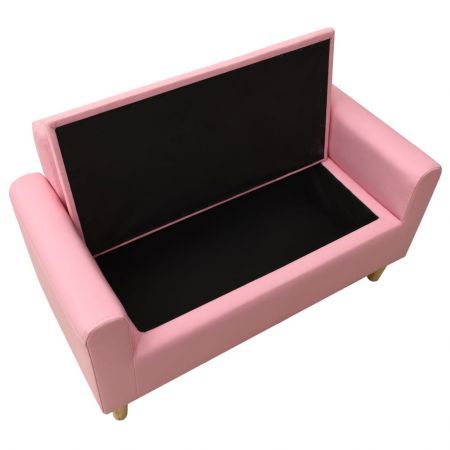 2-Seater Children Sofa Pink Faux Leather