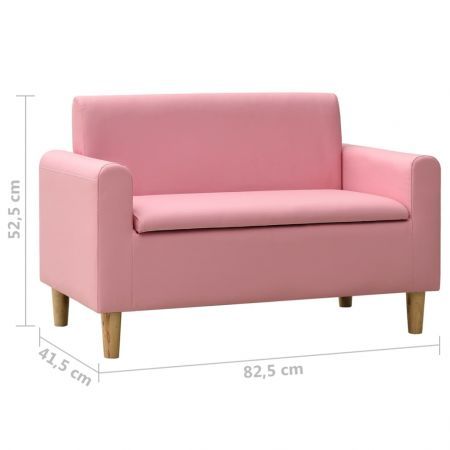 2-Seater Children Sofa Pink Faux Leather