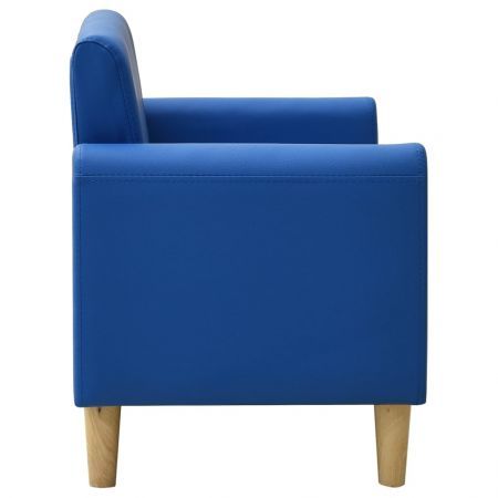 2-Seater Children Sofa Blue Faux Leather