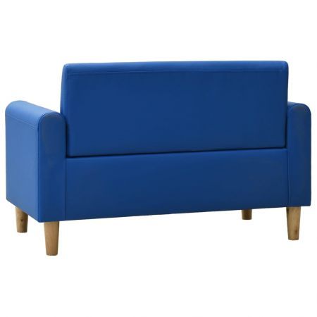 2-Seater Children Sofa Blue Faux Leather