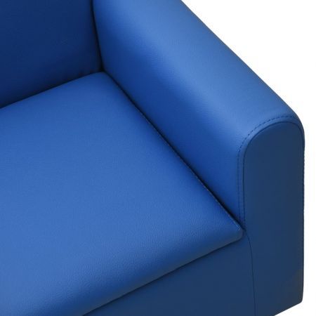 2-Seater Children Sofa Blue Faux Leather