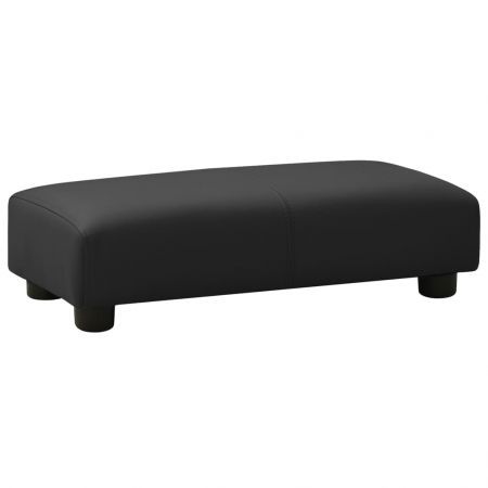 Children Sofa with Stool Black Faux Leather