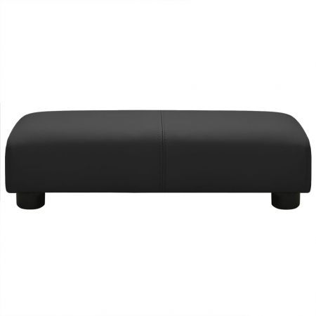 Children Sofa with Stool Black Faux Leather