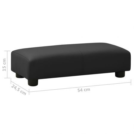 Children Sofa with Stool Black Faux Leather