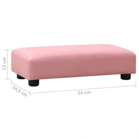 Children Sofa with Stool Pink Faux Leather