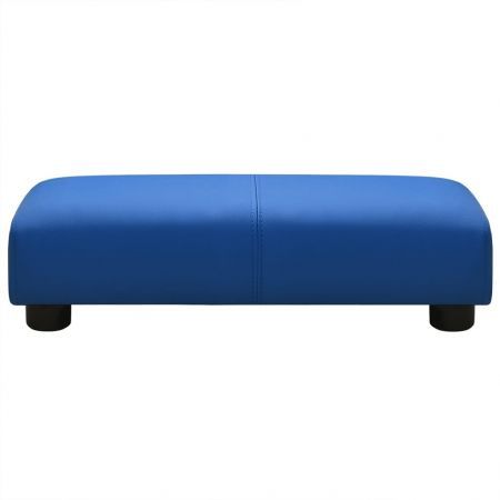 Children Sofa with Stool Blue Faux Leather