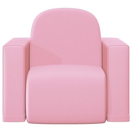 2-in-1 Children Sofa Pink Faux Leather