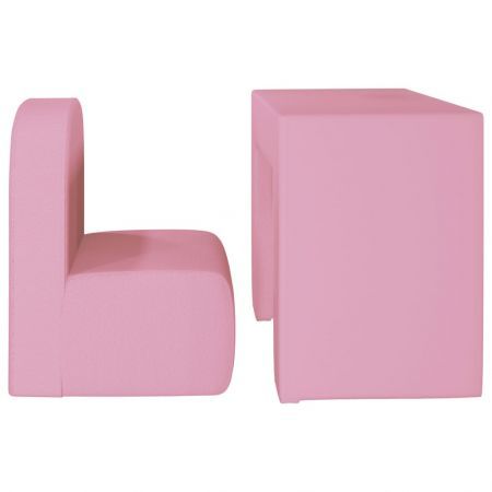 2-in-1 Children Sofa Pink Faux Leather