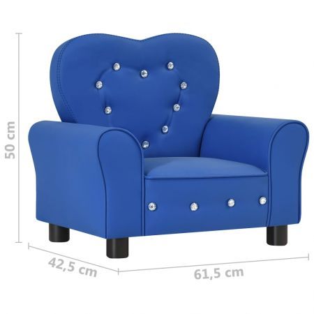 Children Sofa Blue Faux Leather