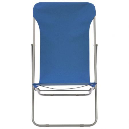 Folding Beach Chairs 2 pcs Steel and Oxford Fabric Blue