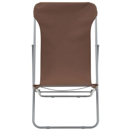 Folding Beach Chairs 2 pcs Steel and Oxford Fabric Brown