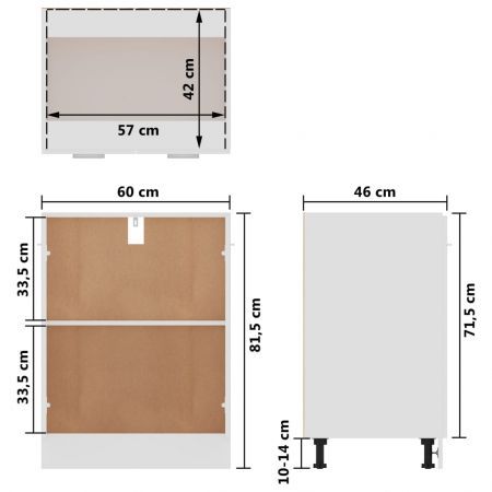 Bottom Cabinet White 60x46x81.5 cm Chipboard