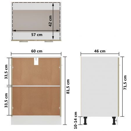 Bottom Cabinet Sonoma Oak 60x46x81.5 cm Chipboard