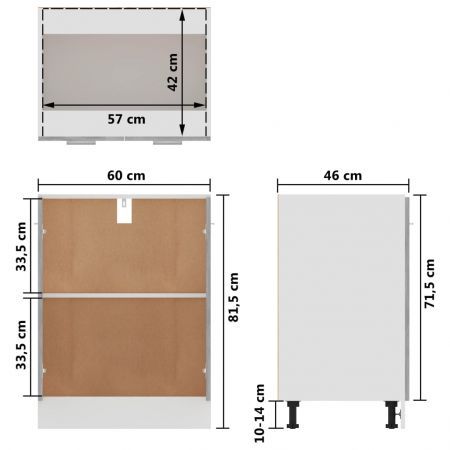 Bottom Cabinet Concrete Grey 60x46x81.5 cm Chipboard