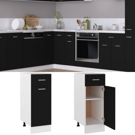 Drawer Bottom Cabinet Black 30x46x81.5 cm Chipboard