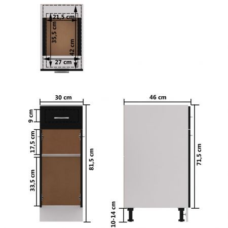 Drawer Bottom Cabinet Black 30x46x81.5 cm Chipboard