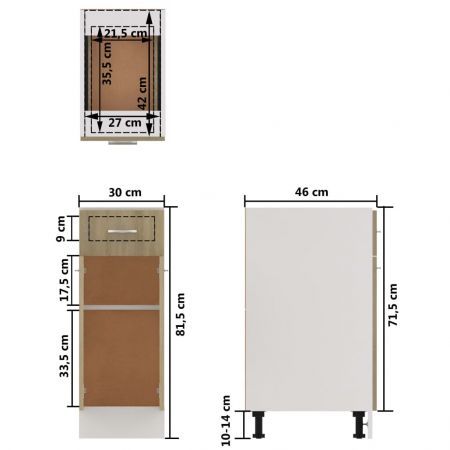 Drawer Bottom Cabinet Sonoma Oak 30x46x81.5 cm Chipboard