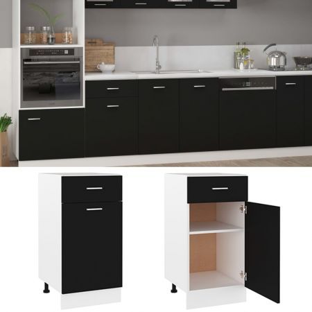 Drawer Bottom Cabinet Black 40x46x81.5 cm Chipboard