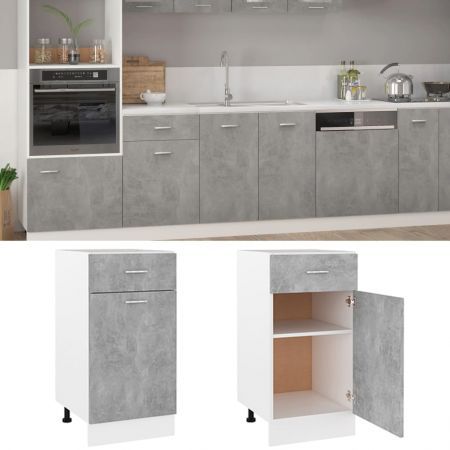 Drawer Bottom Cabinet Concrete Grey 40x46x81.5 cm Chipboard