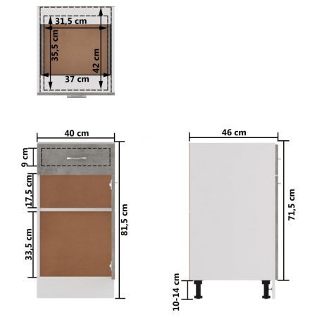 Drawer Bottom Cabinet Concrete Grey 40x46x81.5 cm Chipboard