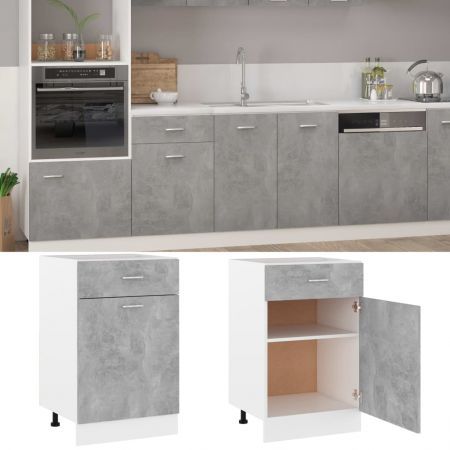 Drawer Bottom Cabinet Concrete Grey 50x46x81.5 cm Chipboard