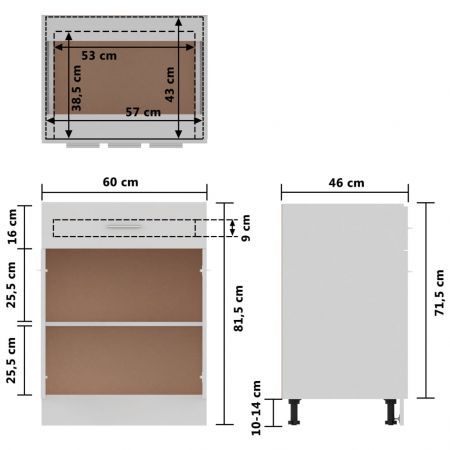 Drawer Bottom Cabinet White 60x46x81.5 cm Chipboard