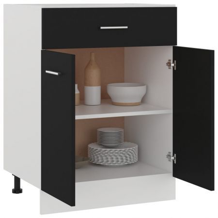 Drawer Bottom Cabinet Black 60x46x81.5 cm Chipboard