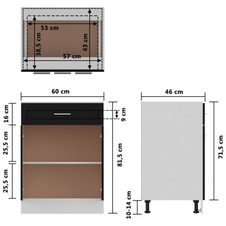 Drawer Bottom Cabinet Black 60x46x81.5 cm Chipboard