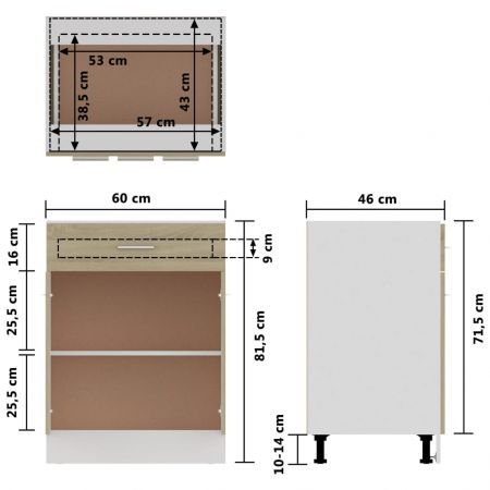 Drawer Bottom Cabinet Sonoma Oak 60x46x81.5 cm Chipboard