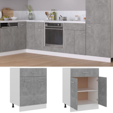 Drawer Bottom Cabinet Concrete Grey 60x46x81.5 cm Chipboard