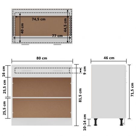 Drawer Bottom Cabinet White 80x46x81.5 cm Chipboard