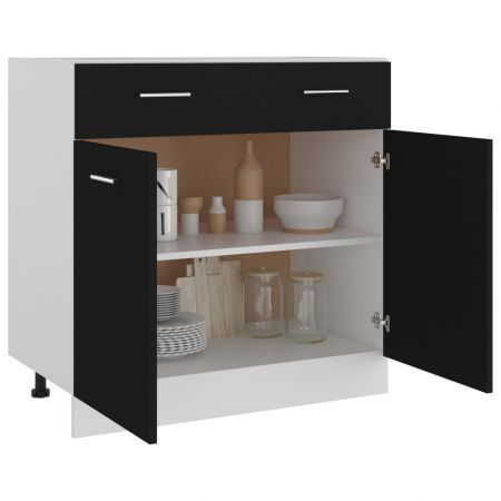 Drawer Bottom Cabinet Black 80x46x81.5 cm Chipboard