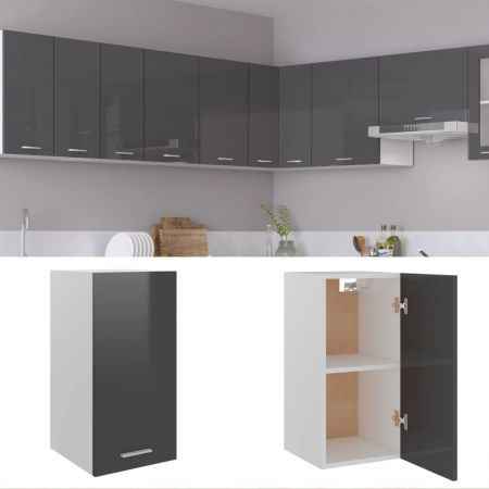 Hanging Cabinet High Gloss Grey 29.5x31x60 cm Chipboard