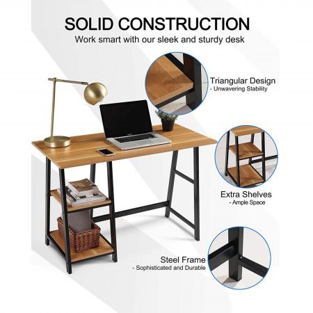 Zetland Light Walnut Writing Desk with 2 Storage Shelves