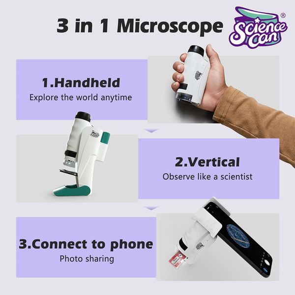 Microscope Set Science Toys STEM Educational Microscope Kit for Kids 8-12